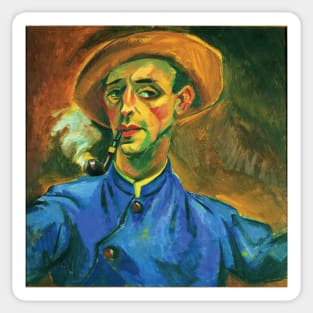 Self-Portrait with Pipe and Hat by Max Pechstein Sticker